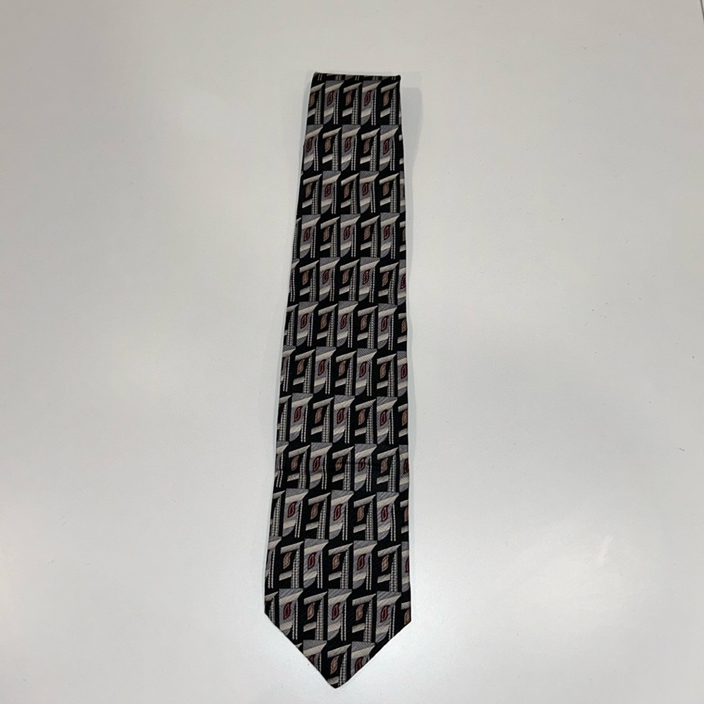 Zylos George Machado black pattern silk scarf for men